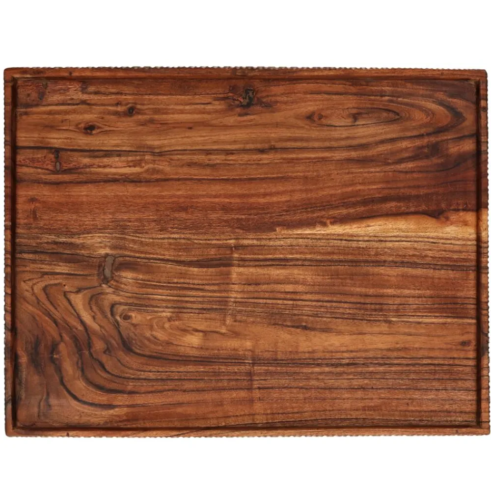 Pomax Plateaux-HOMMAGE - plateau - bois d'acacia - L 50 x W 38 x H 2,5 cm - noyer