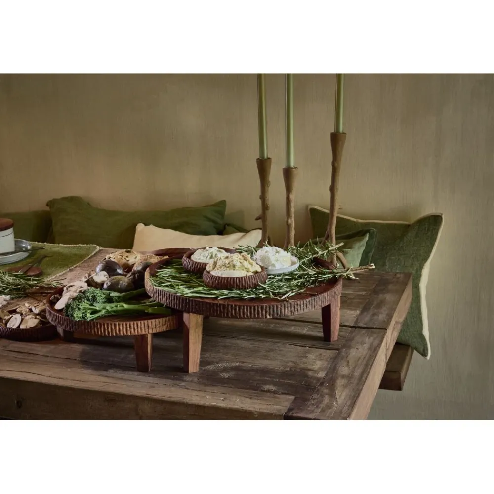 Pomax Plateaux-HOMMAGE - plateau - bois d'acacia - DIA 32 x H 10 cm - noyer
