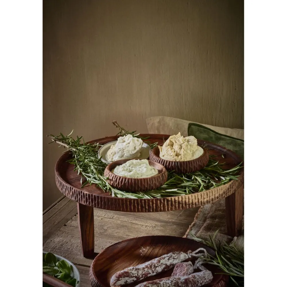 Pomax Plateaux-HOMMAGE - plateau - bois d'acacia - DIA 36 x H 14 cm - noyer