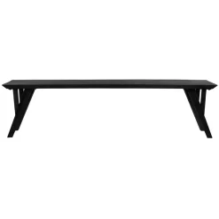 Pomax Bancs-HOPPER - banc - bois d'acacia - L 180 x W 40 x H 45 cm - noir