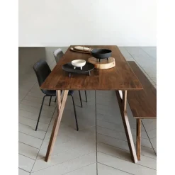 Pomax Bancs-HOPPER - banc - bois d'acacia - L 180 x W 40 x H 45 cm - noyer