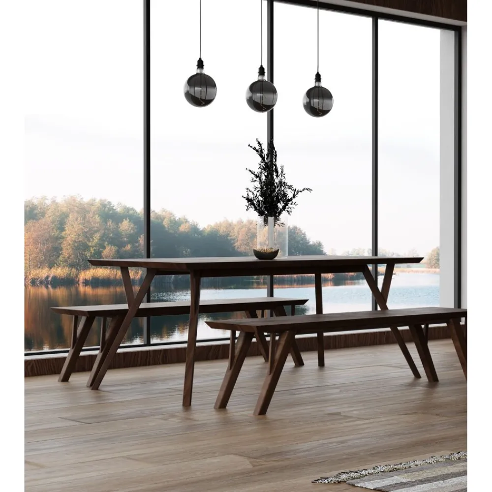 Pomax Bancs-HOPPER - banc - bois d'acacia - L 180 x W 40 x H 45 cm - noyer