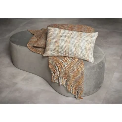 Pomax Poufs-HORTA - banc - velours / polyester - L 120 x W 60 x H 36 cm - gris clair
