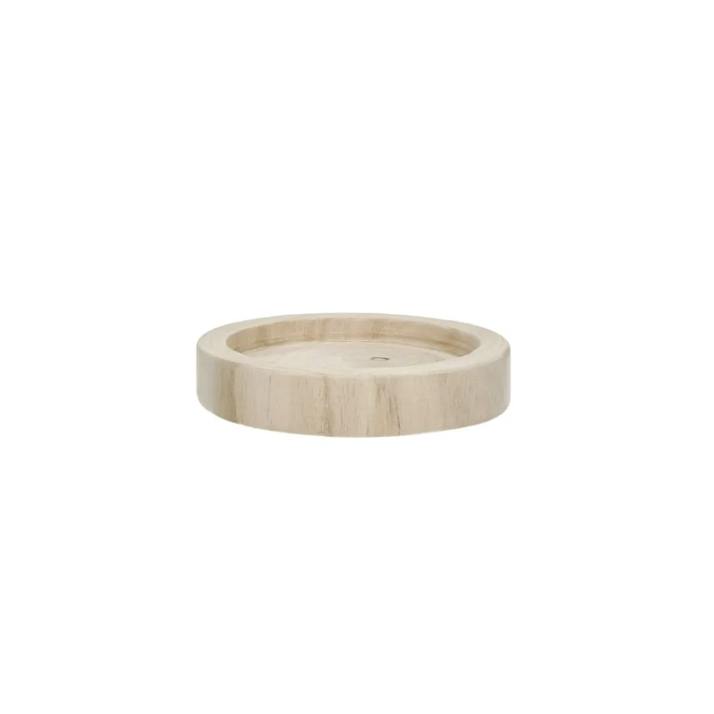 Pomax Chandeliers-JAZZ - dessous de bougie - bois de paulownia - DIA 13 x H 2,5 cm - naturel