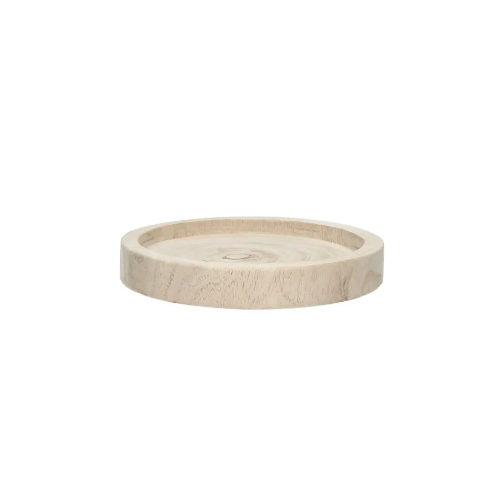 Pomax Chandeliers-JAZZ - dessous de bougie - bois de paulownia - DIA 16 x H 2,5 cm - naturel