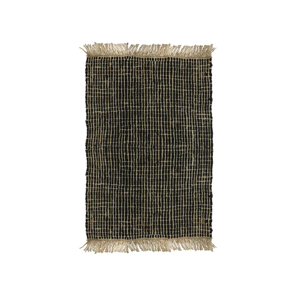 Pomax Tapis-JOOT - tapis - cuir recyclé / jute - L 120 x W 180 cm - noir