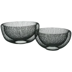 Pomax Bols & Paniers-KABU - set/2 paniers - métal - DIA 24/29 x H 12/15 cm - noir