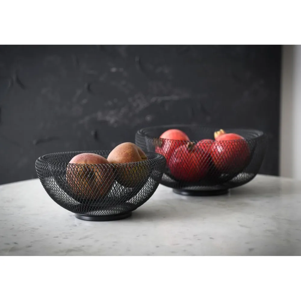 Pomax Bols & Paniers-KABU - set/2 paniers - métal - DIA 24/29 x H 12/15 cm - noir
