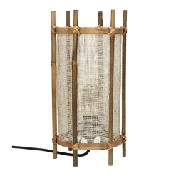 Pomax Lampes De Table-KASAI - lampe de table - lin / bambou - DIA 18,5 x H 36 cm - naturel