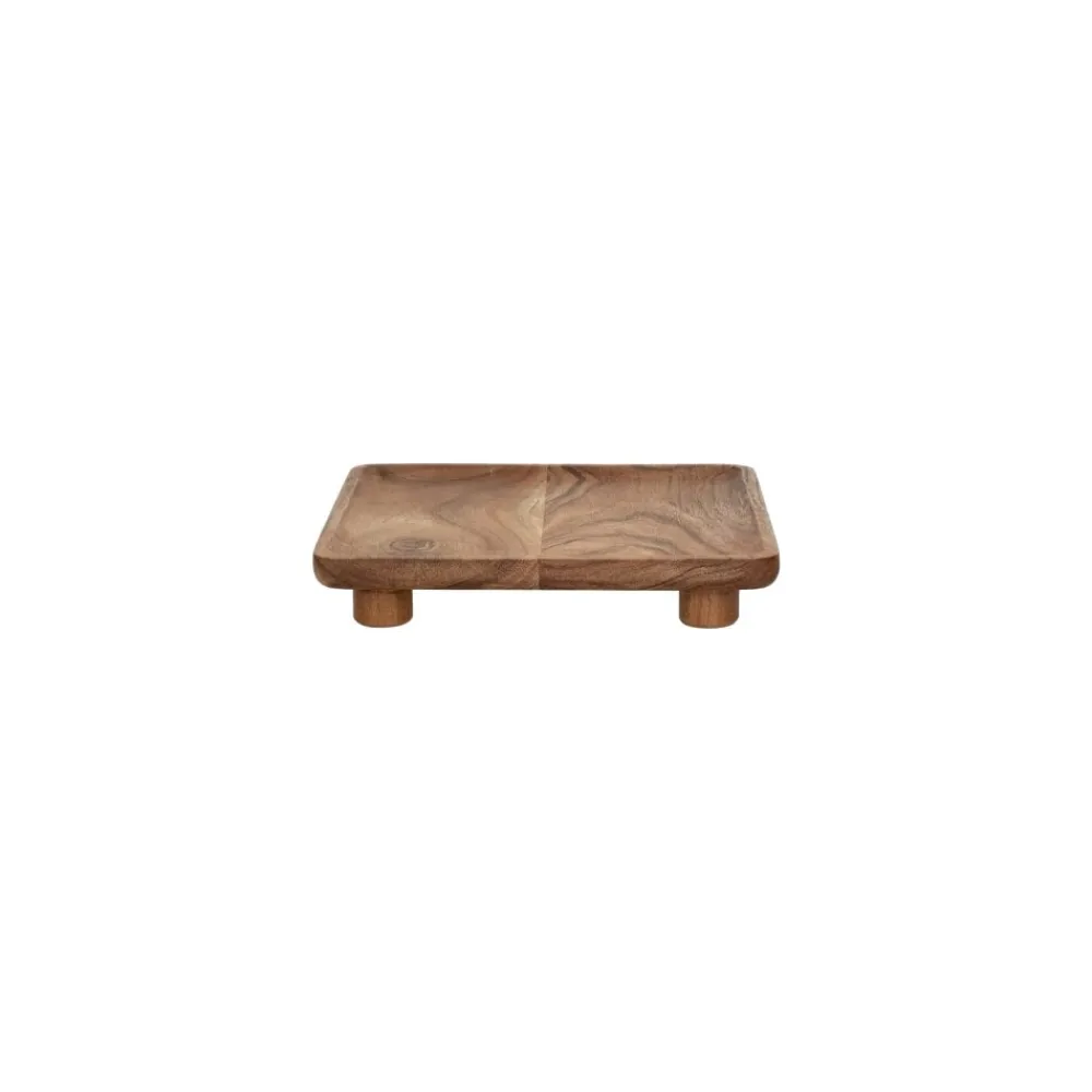 Pomax Bols & Paniers-KAY - plat - bois d'acacia - L 20 x W 20 x H 3,5 cm - naturel