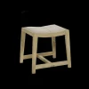 Pomax Tabourets-KENT - tabouret - bois de mangier / coton - L 40 x W 35 x H 45 cm - naturel