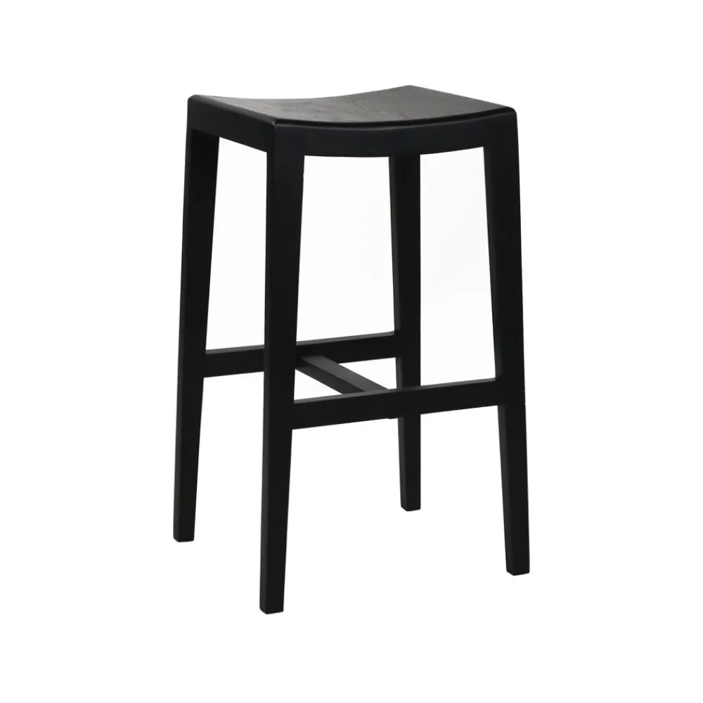 Pomax Chaises De Bar | Tabourets-KENT - tabouret de bar - bois de mangier - L 40 x W 35 x H 76 cm - noir