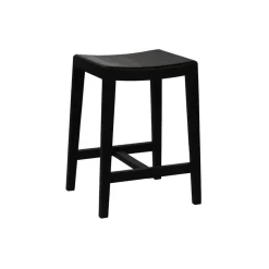 Pomax Chaises De Bar | Tabourets-KENT - tabouret de bar - bois de mangier - L 40 x W 35 x H 65 cm - noir
