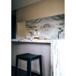 Pomax Chaises De Bar | Tabourets-KENT - tabouret de bar - bois de mangier - L 40 x W 35 x H 65 cm - noir