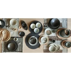 Pomax Accessoires-KERF - set/3 coquetier & sous-assiette & bol d'épices mini - bois de manguier - - DIA 5/9/5,5 x H 6/0,7/2,5 cm - naturel