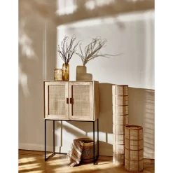 Pomax Lampadaires-KHONG - lampadaire - bambou / lin - DIA 25 x H 120 cm - naturel