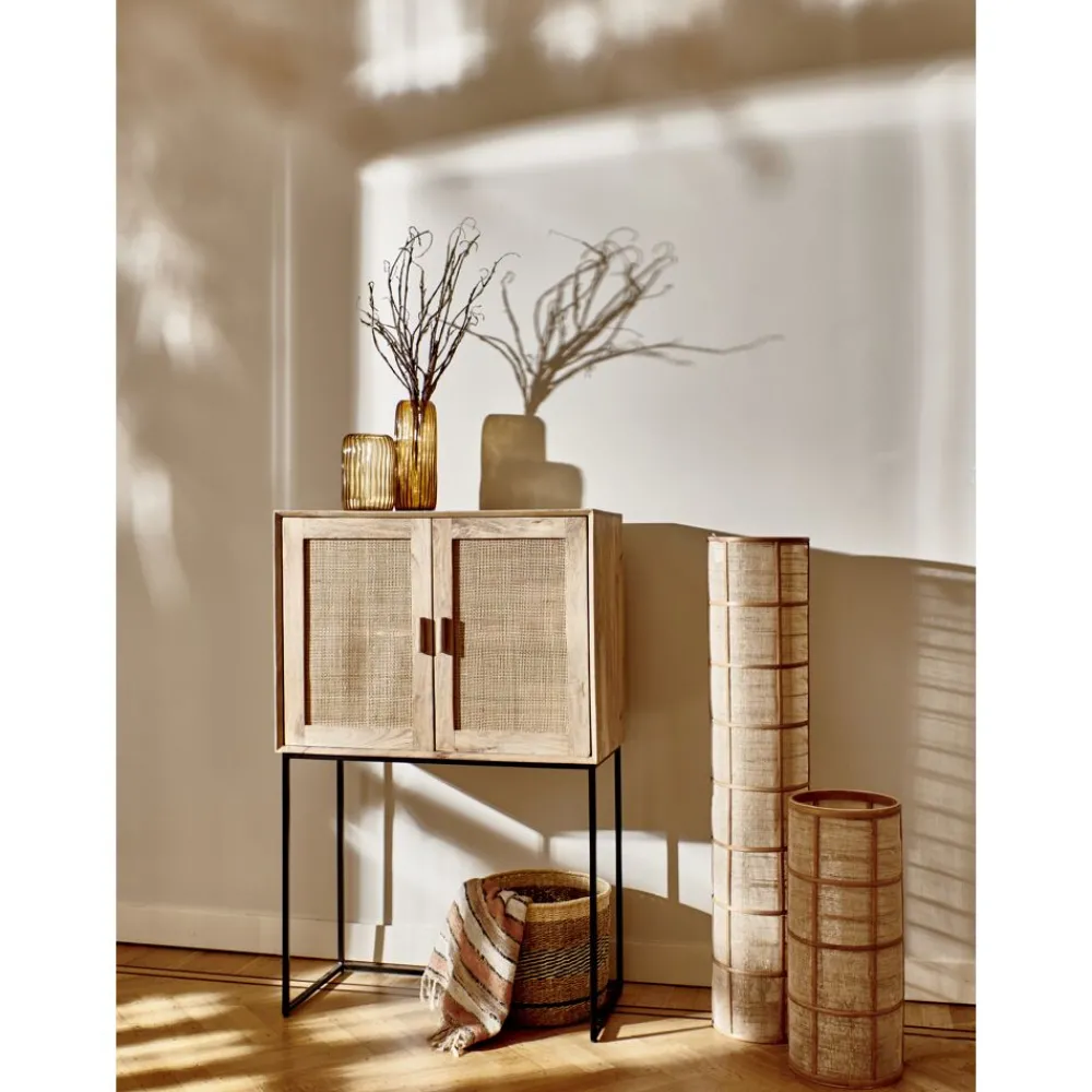 Pomax Lampadaires-KHONG - lampadaire - bambou / lin - DIA 25 x H 120 cm - naturel