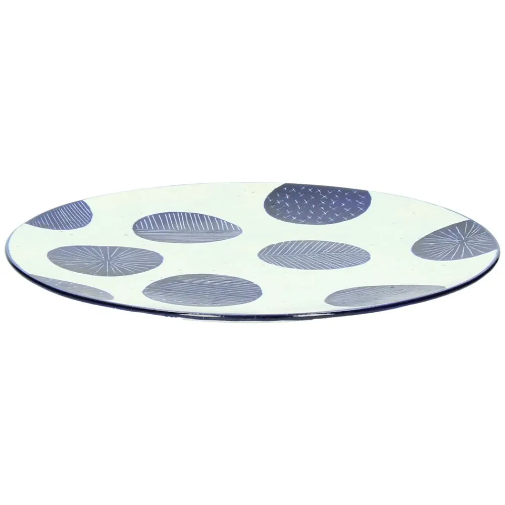 Pomax Vaisselle-KIMONO - assiette plat - céramique - bleu marine - DIA 28,3cm