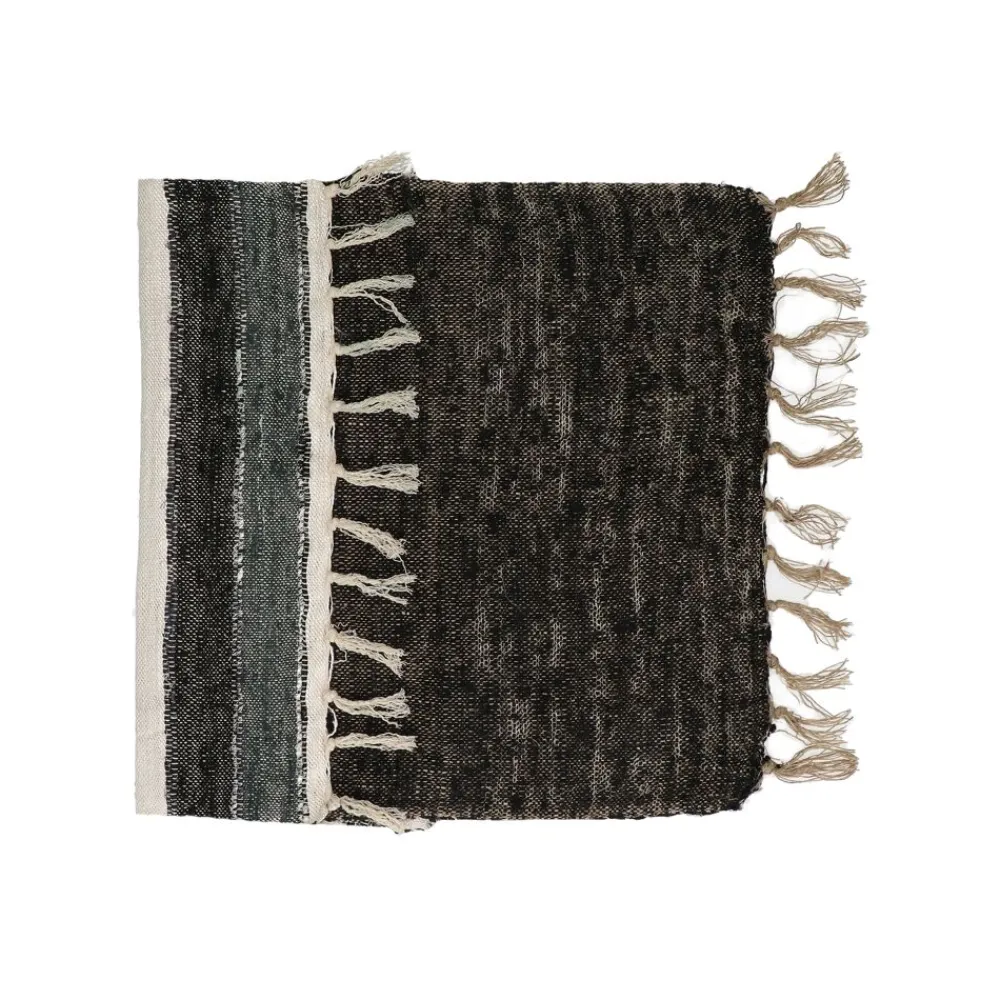 Pomax Linge De Table-KRETA - chemin de table - lin / viscose - L 140 x W 40 cm - noir/blanc