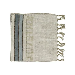 Pomax Linge De Table-KRETA - chemin de table - lin / viscose - L 140 x W 40 cm - gris bleu