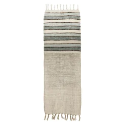 Pomax Linge De Table-KRETA - chemin de table - lin / viscose - L 140 x W 40 cm - gris bleu