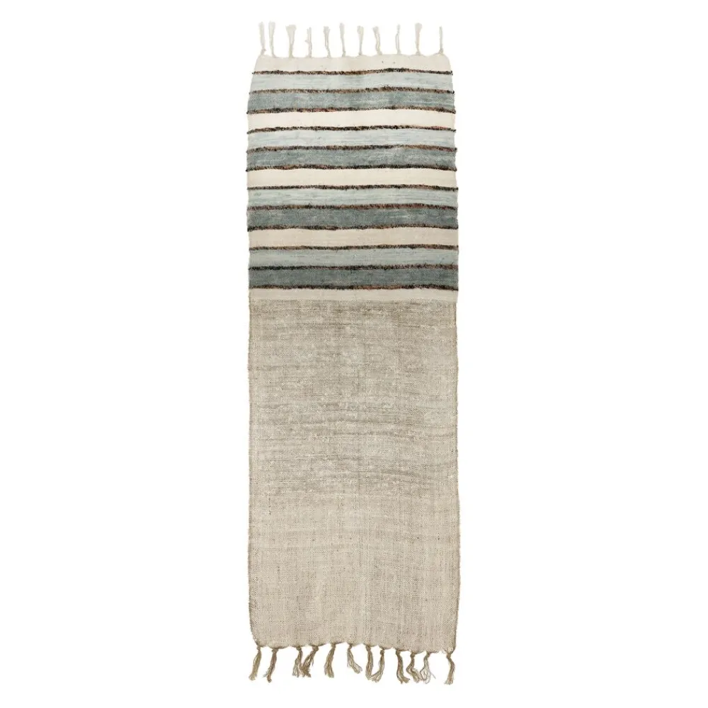 Pomax Linge De Table-KRETA - chemin de table - lin / viscose - L 140 x W 40 cm - gris bleu