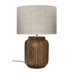 Pomax Lampes De Table-LAMPEDUSA - lampe de table - bois de mangier - DIA 38 x H 58 cm - brun