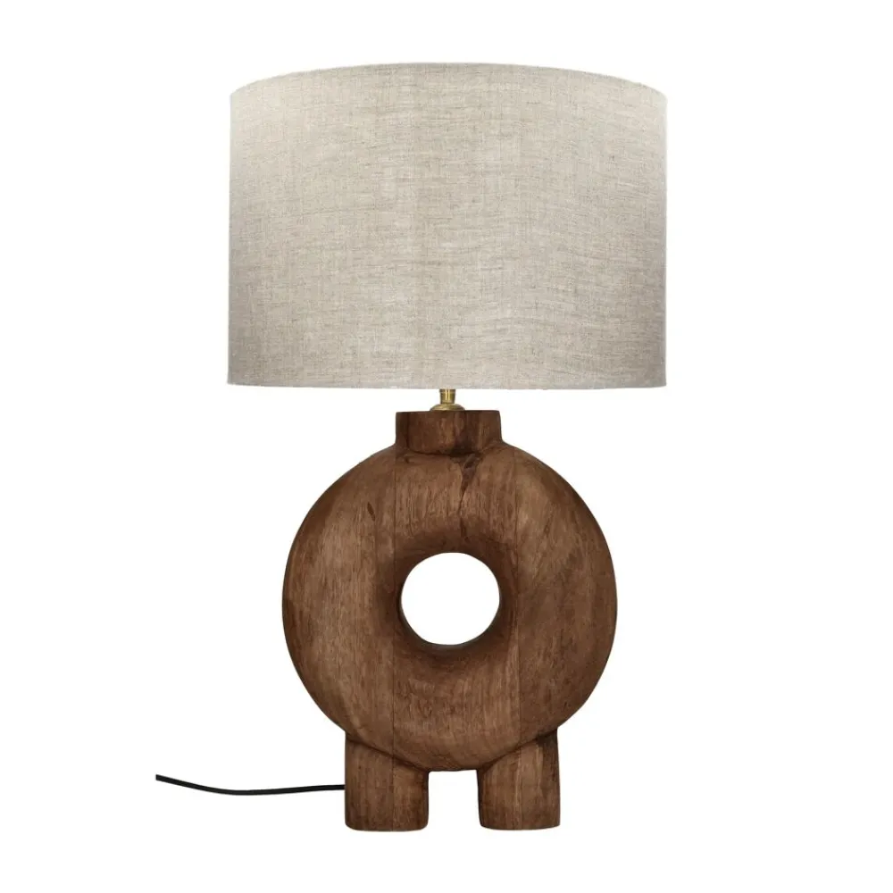 Pomax Lampes De Table-LAMPEDUSA - lampe de table - bois de mangier - DIA 38 x H 65 cm - brun