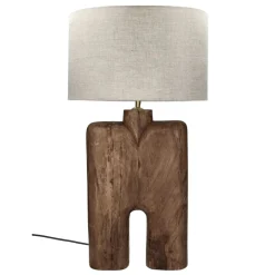 Pomax Lampes De Table-LAMPEDUSA - lampe de table - bois de mangier - DIA 38 x H 74 cm - brun