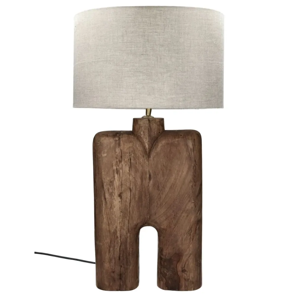 Pomax Lampes De Table-LAMPEDUSA - lampe de table - bois de mangier - DIA 38 x H 74 cm - brun