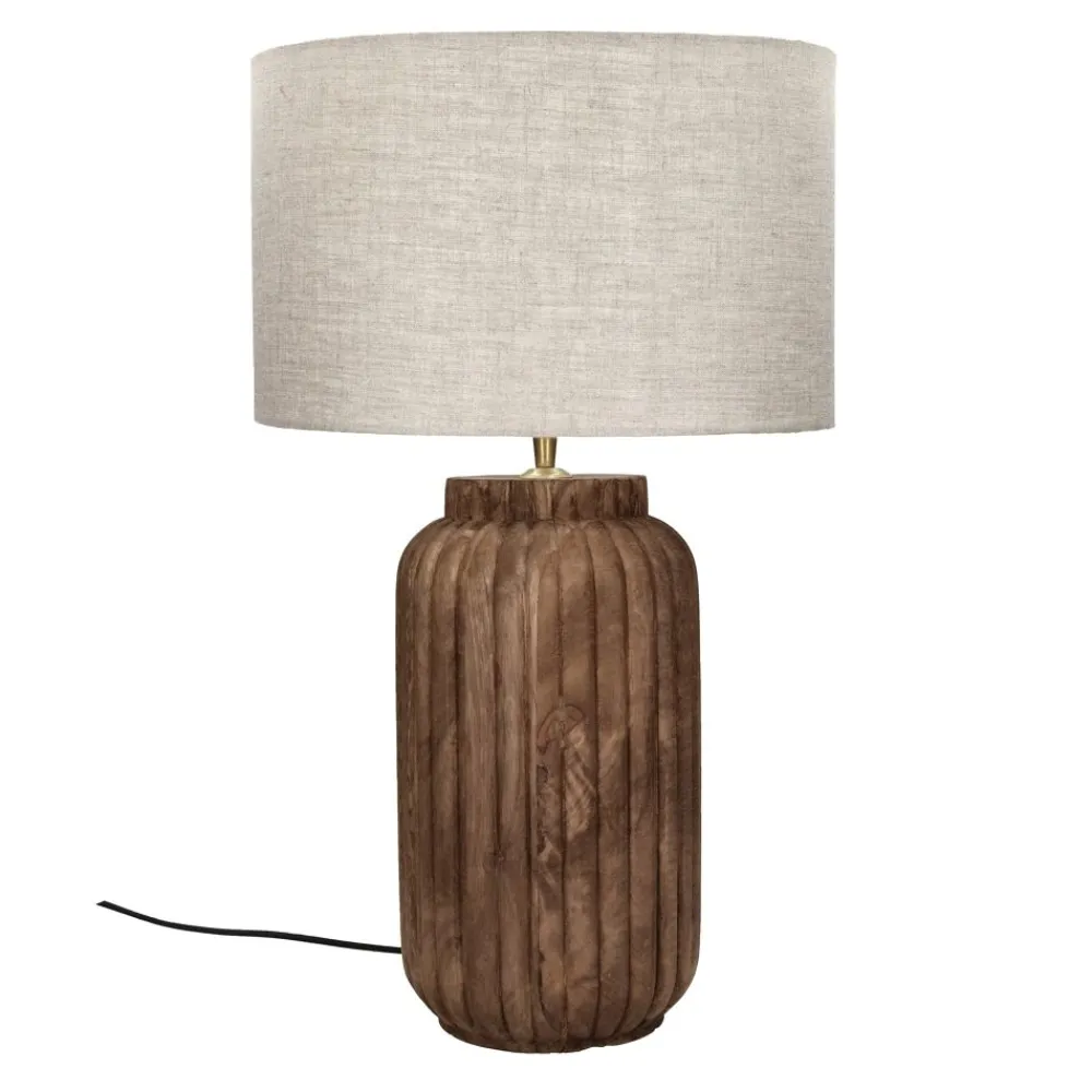 Pomax Lampes De Table-LAMPEDUSA - lampe de table - bois de mangier - DIA 35 x H 60 cm - brun