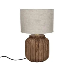 Pomax Lampes De Table-LAMPEDUSA - lampe de table - bois de mangier - DIA 25 x H 42 cm - brun