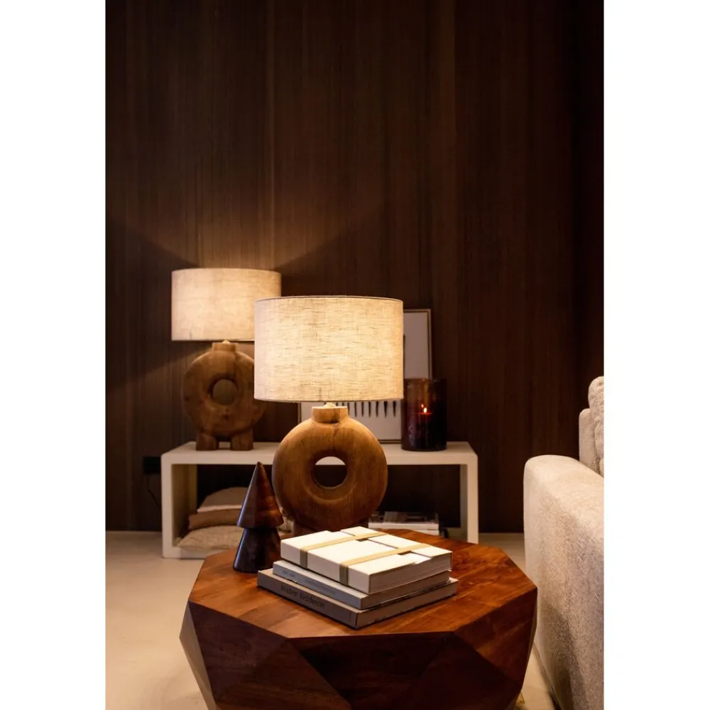 Pomax Lampes De Table-LAMPEDUSA - lampe de table - bois de mangier - DIA 38 x H 65 cm - brun