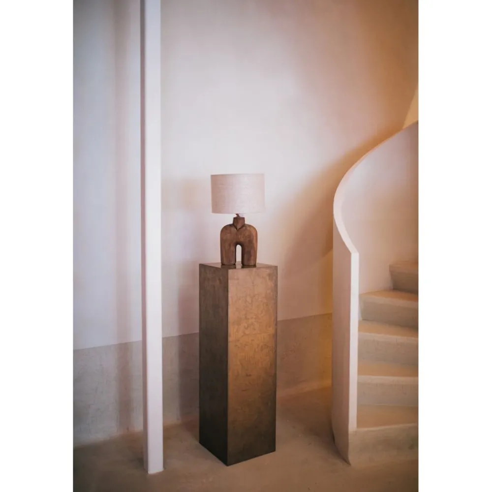 Pomax Lampes De Table-LAMPEDUSA - lampe de table - bois de mangier - DIA 28 x H 49 cm - brun