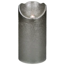 Pomax Bougies Led | Bougies-LED CANDLE - bougie led a/minuteur - synthétique - DIA 9 x H 18 cm - argent