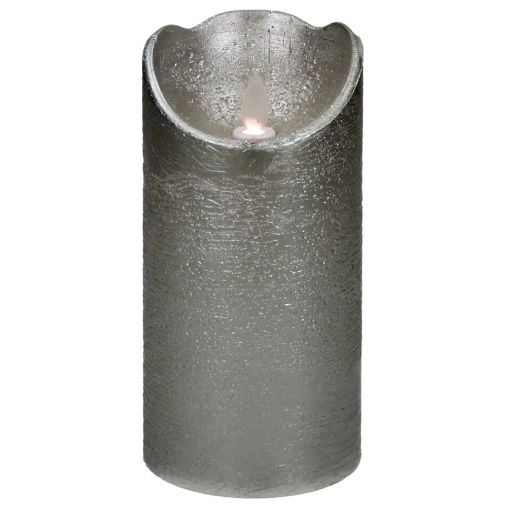 Pomax Bougies Led | Bougies-LED CANDLE - bougie led a/minuteur - synthétique - DIA 9 x H 18 cm - argent