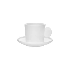 Pomax Vaisselle-LEGGERO - tasse & soucoupe - porcelaine - DIA 7,8/13 x H 10/2,1 cm - blanc