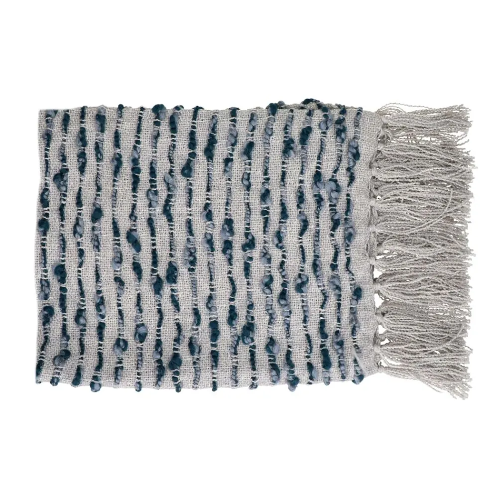 Pomax Plaids-LINDO - plaid - polyester / acrylique - L 150 x W 125 cm - gris bleu