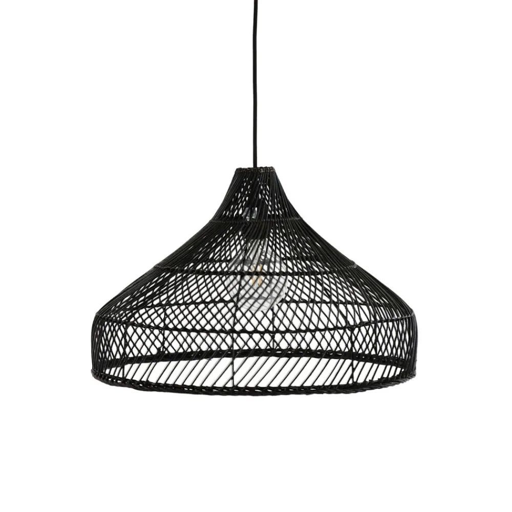 Pomax Suspensions-LINEA - lampe suspendue - rotin - DIA 50 x H 30 cm - noir