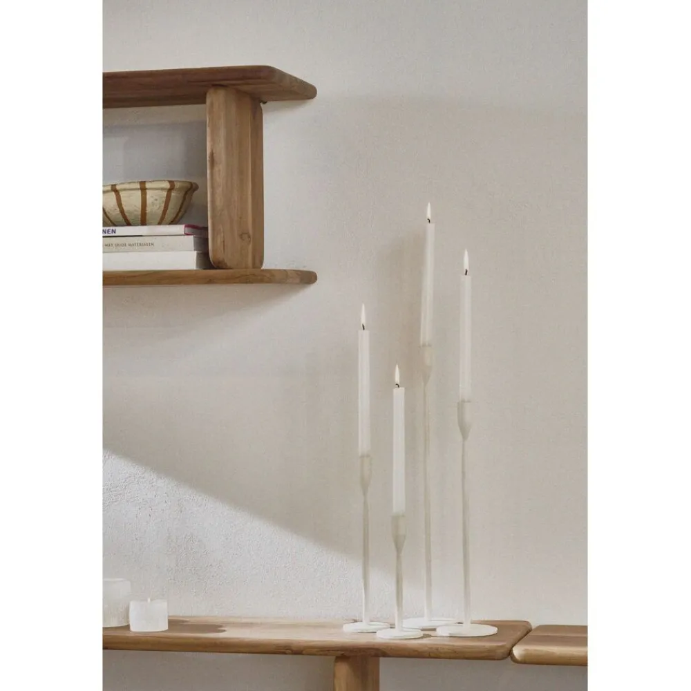 Pomax Chandeliers-LIZZIE - bougeoir - métal - DIA 8 x H 20,5 cm - blanc cassé