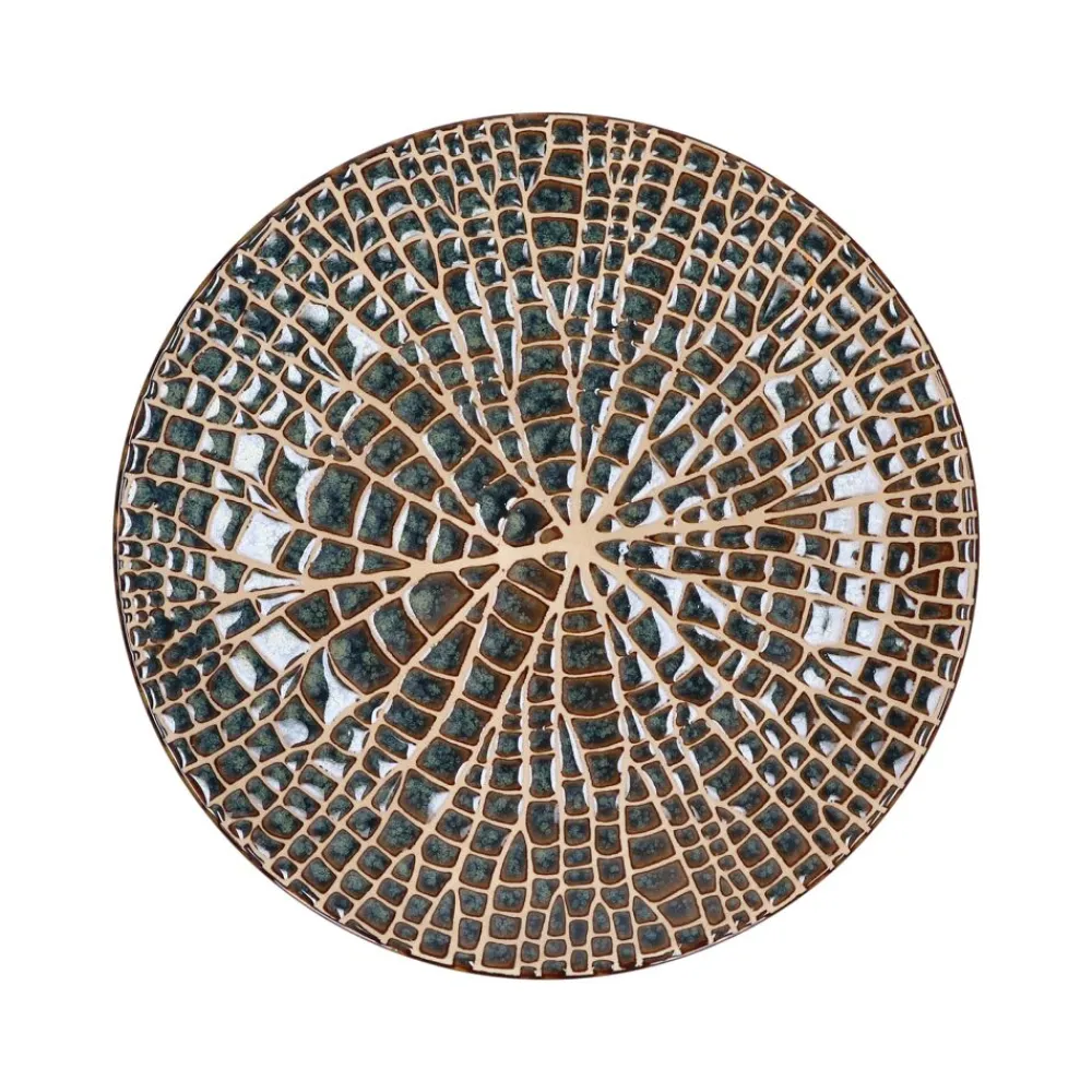 Pomax Vaisselle-LOTUS - assiette à dessert - porcelaine - DIA 22 x H 2,5 cm - bronze