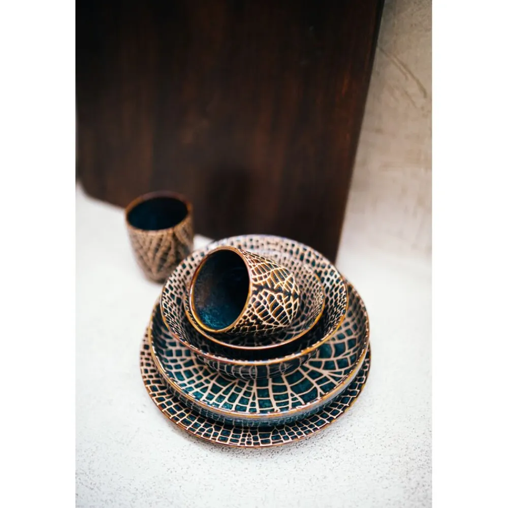 Pomax Vaisselle-LOTUS - assiette à dessert - porcelaine - DIA 22 x H 2,5 cm - bronze