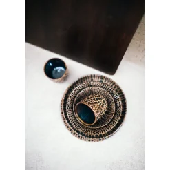 Pomax Vaisselle-LOTUS - assiette à dessert - porcelaine - DIA 22 x H 2,5 cm - bronze