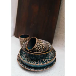 Pomax Vaisselle-LOTUS - assiette à dessert - porcelaine - DIA 22 x H 2,5 cm - bronze
