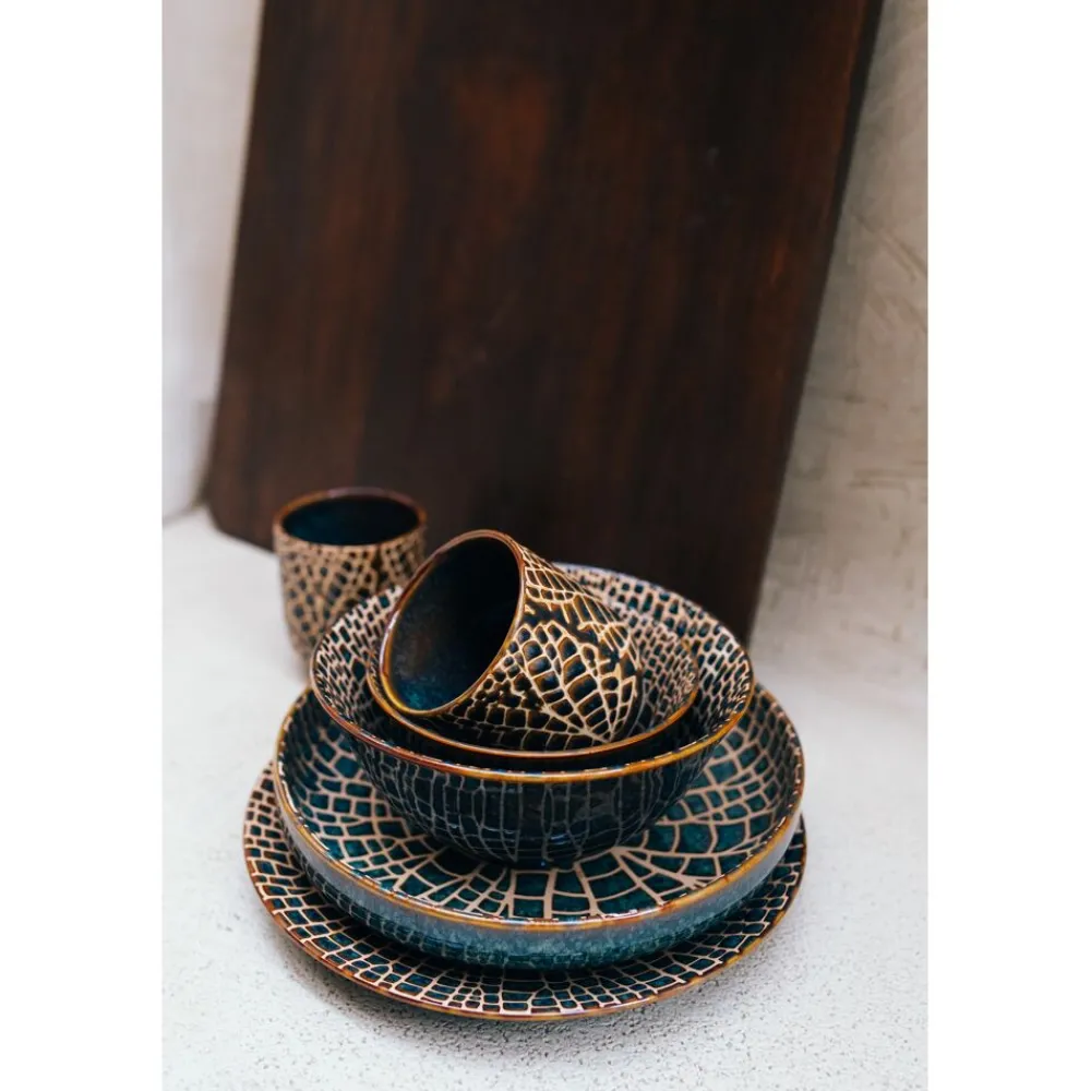 Pomax Vaisselle-LOTUS - assiette à dessert - porcelaine - DIA 22 x H 2,5 cm - bronze