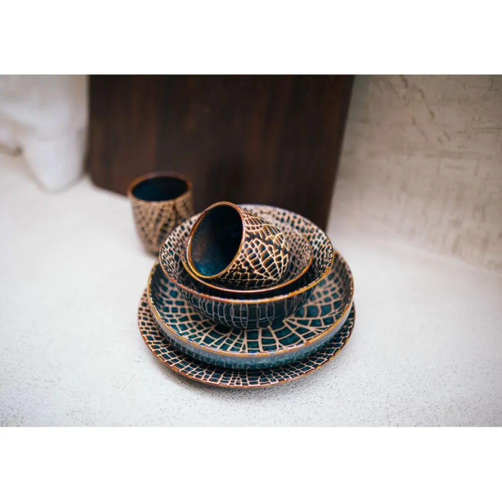 Pomax Vaisselle-LOTUS - assiette à dessert - porcelaine - DIA 22 x H 2,5 cm - bronze