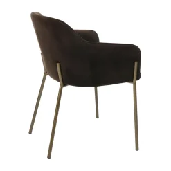 Pomax Chaises-LOUISE - chaise - velours / métal - L 60 x W 58 x H 79 cm - brun foncé