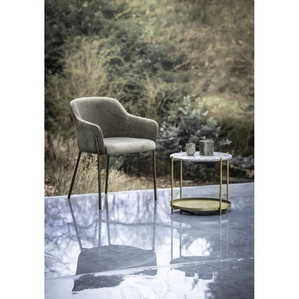 Pomax Chaises-LOUISE - chaise - velours / métal - L 60 x W 58 x H 79 cm - champagne