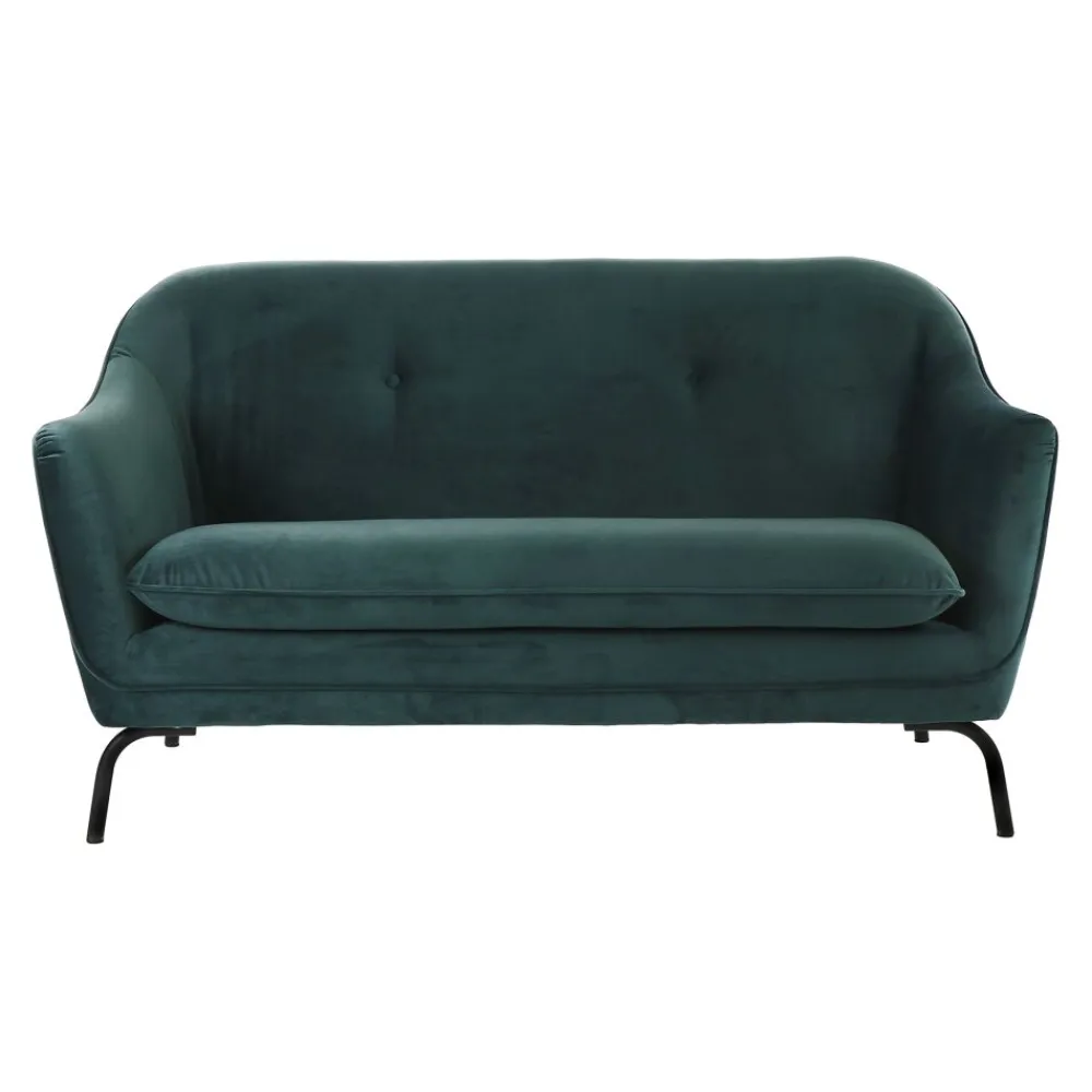 Pomax Canapés-LUSSO - canapé 2 places - velours / métal - L 149,5 x W 76 x H 86 cm - gris vert