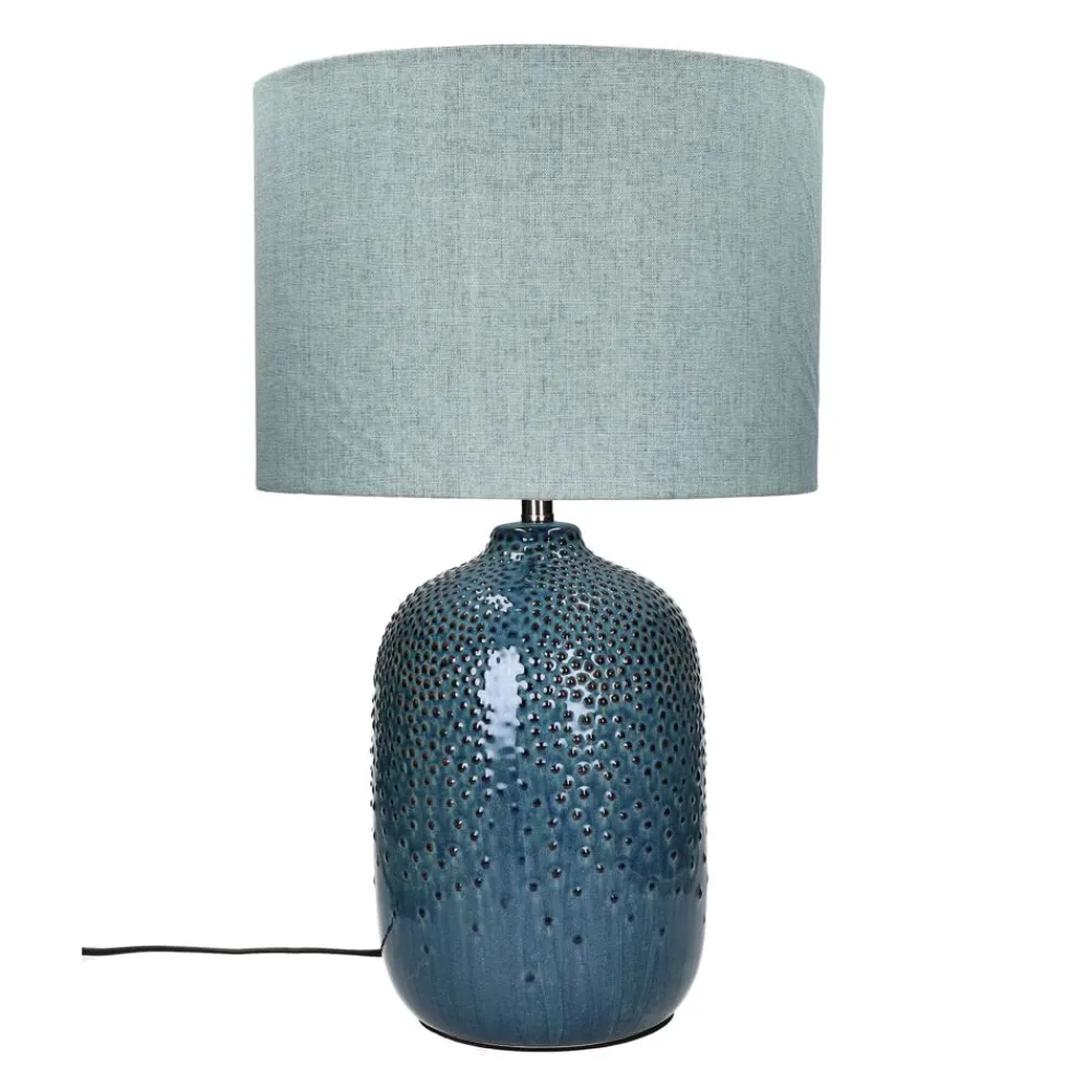 Pomax Lampes De Table-LUZ - lampe de table - céramique / métal - DIA 33 x H 55,5 cm - bleu glacier